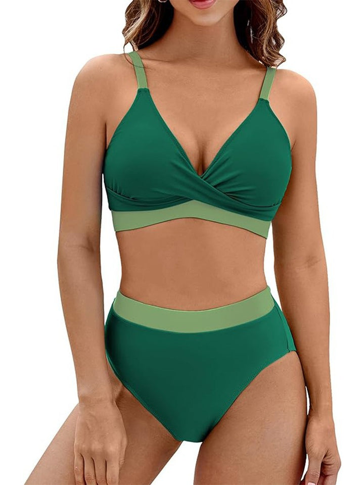 Damer To-deles Bikini-sæt med moderne indpakket top og høj trusse Stilla