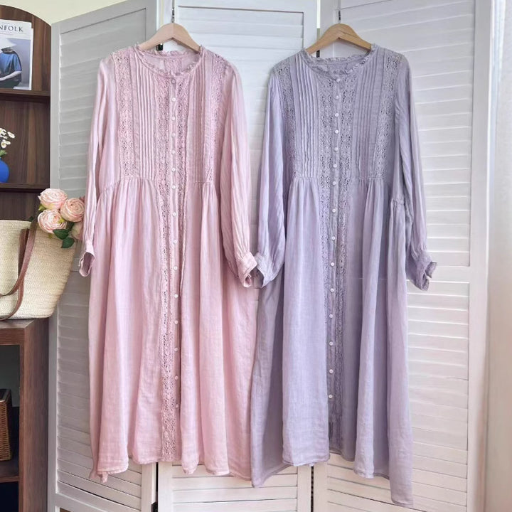 Femme Boho Maxi Kjole med kompliceret blonde Detalje Stilla