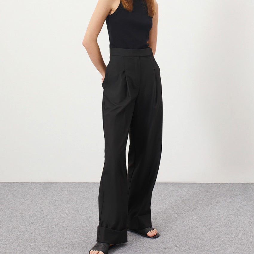 Dame bred Culotte-bukser med elegante folder og høj talje Stilla