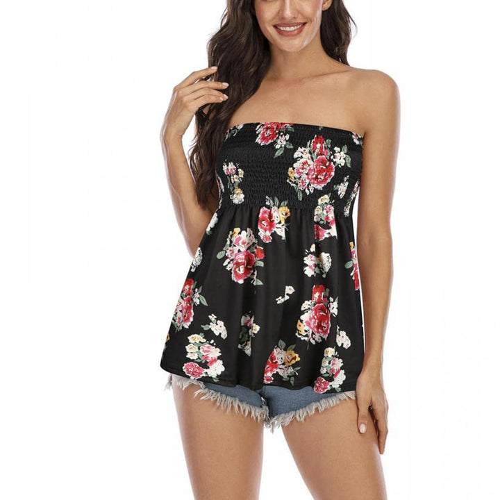 Dame Bustier-top med blomstret design Skovae