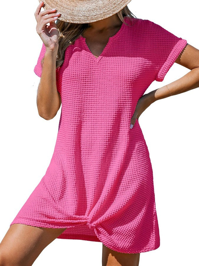 Dame vaffelstruktur kjole med løs pasform Stilla