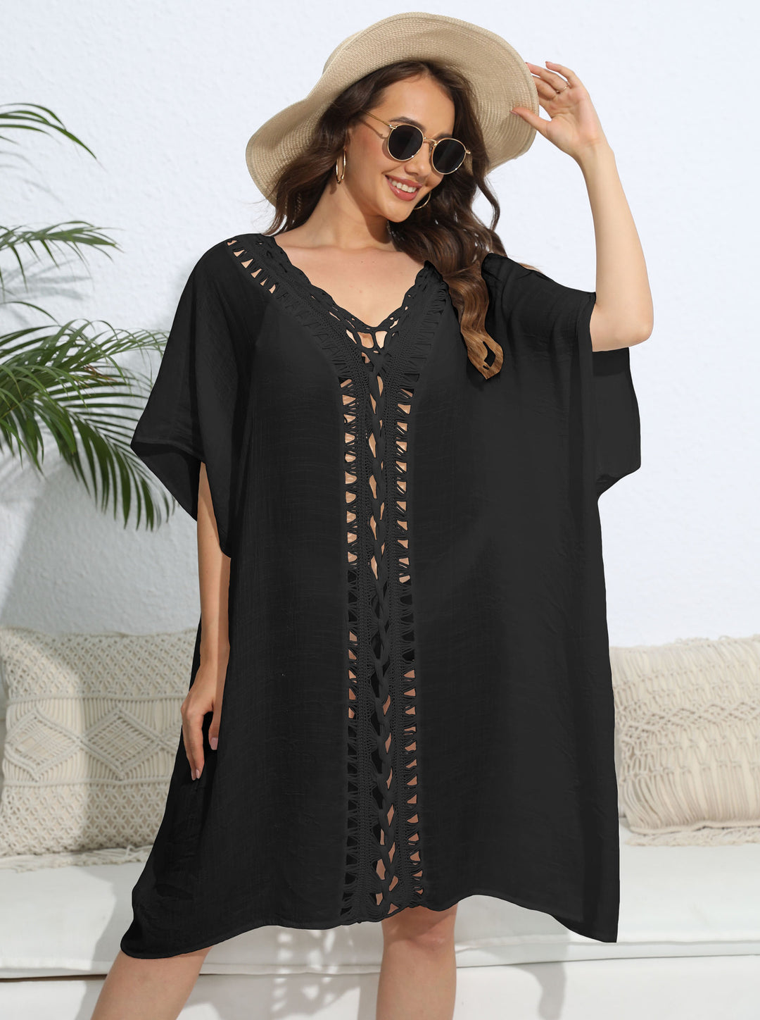 Dame Gitterdetalje Strand Kaftan Stilla