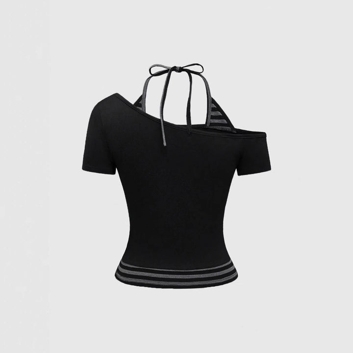 Dame Off-Shoulder Top med grafisk design Skovae
