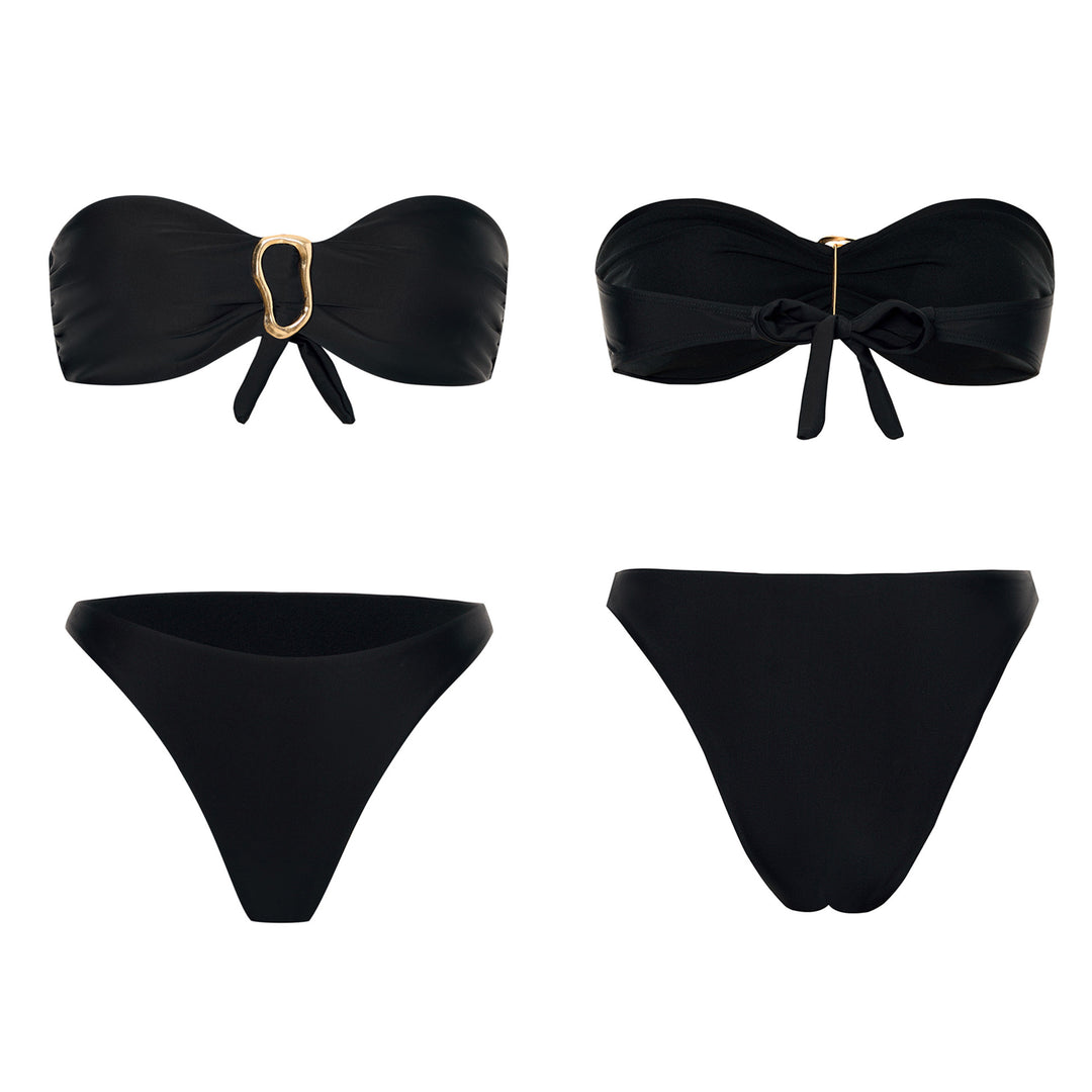 Dame Bandeau-bikini-sæt med dekorativ guld lukning Stilla