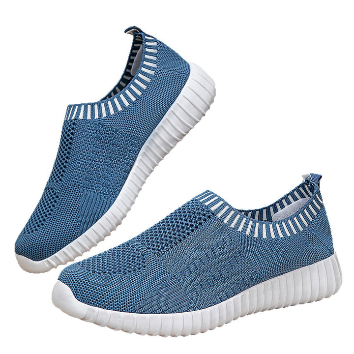 Damer nan elastisk slip-on komfort sneakers med tredimensionel strikstruktur og profileret let sål Skovae