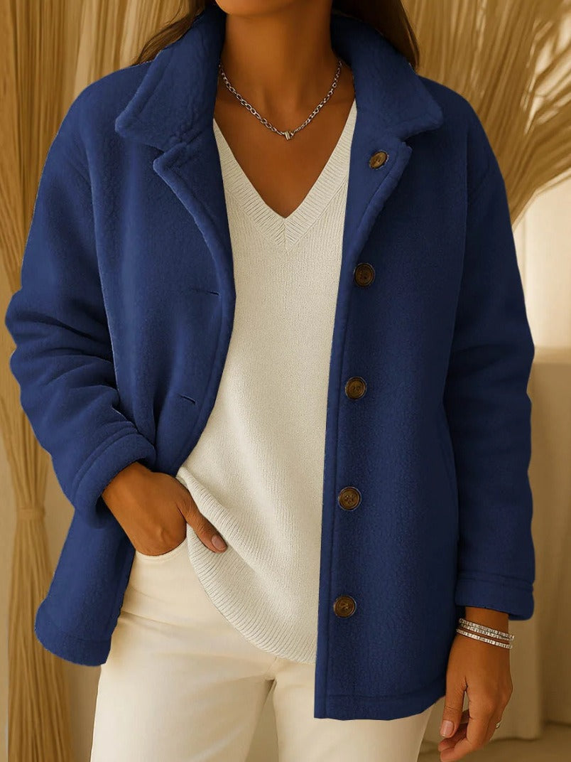 Kvinder Fleece Jakke med Knap Detaljer Stilla