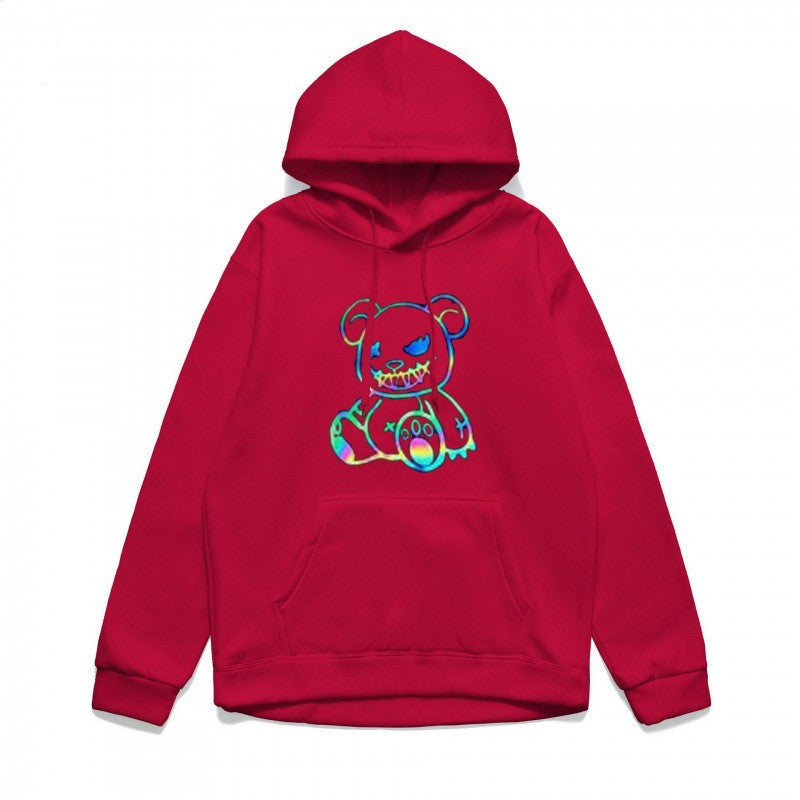 Dame hoodie sweatshirt med sejt bjørnemotiv og komfortabel pasform Skovae