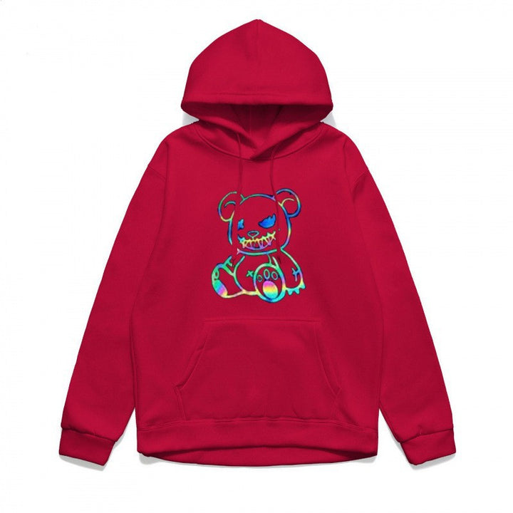 Dame hoodie sweatshirt med sejt bjørnemotiv og komfortabel pasform Skovae