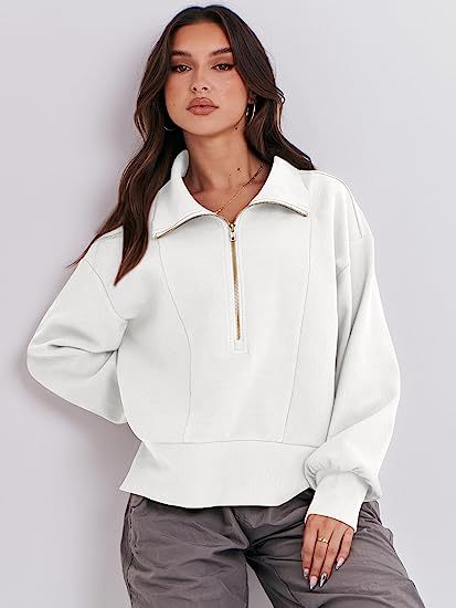 Dame Sweatshirt med halvdelen lynlås og blødt materiale Stilla