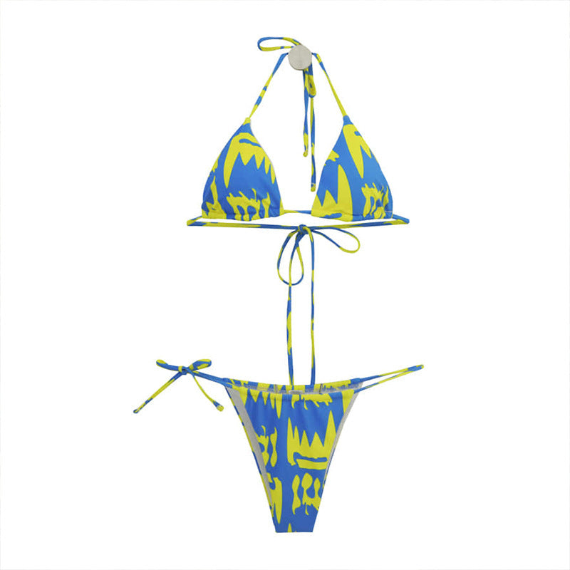 Dame stilfuld tryk trekant-bikini-sæt Stilla