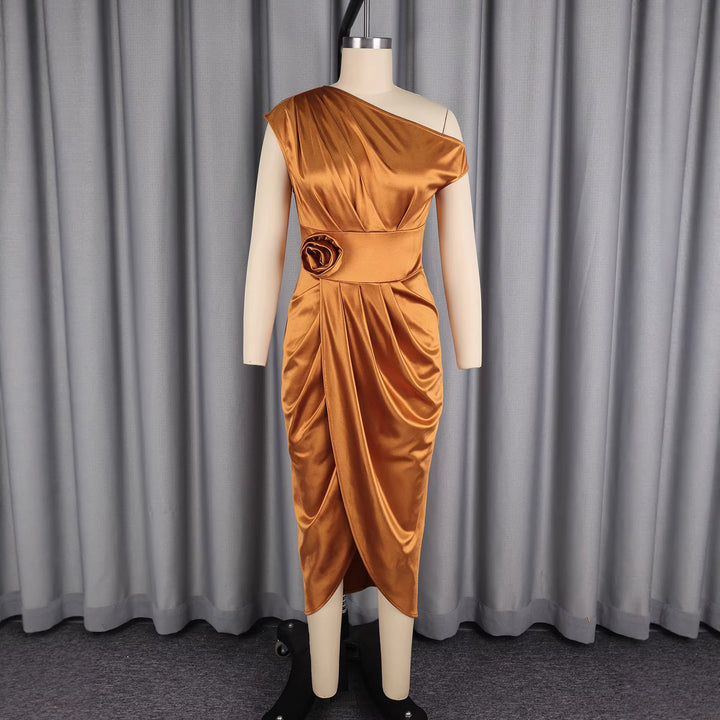 Damer Elegant Wrap Kjole med 3D-blomsterapplikation Skovae