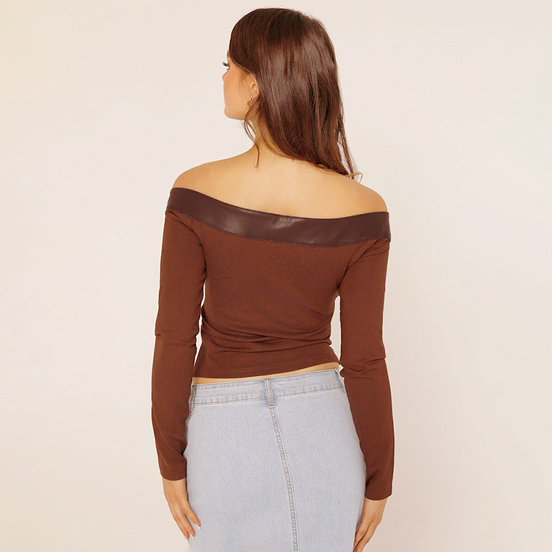 Dame Off-Shoulder Cut-Out Langærmet skjorte med spænde-detalje Stilla