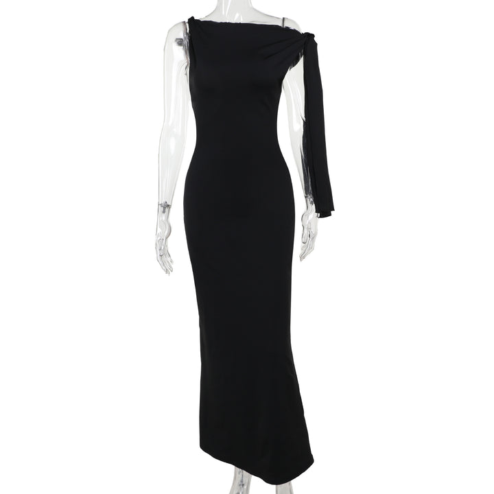 Dame elegant maxikjole med asymmetrisk design og en ærmeløs skæring Skovae