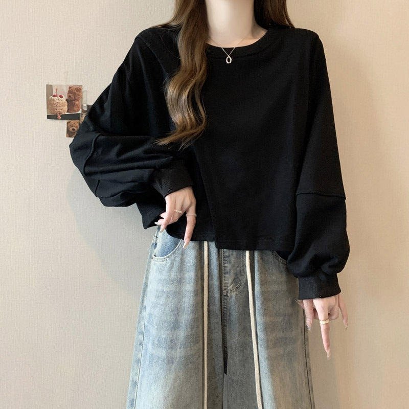 Femme Crop-Top med lange puffærmer Stilla