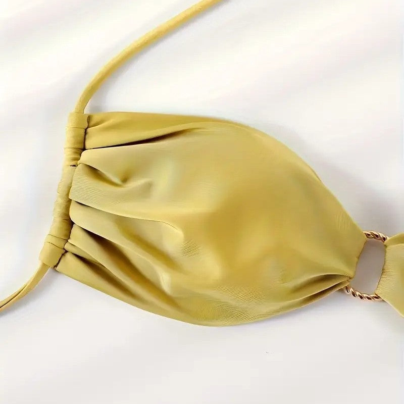 Dame bandeau-bikini med dekorative ringe Skovae