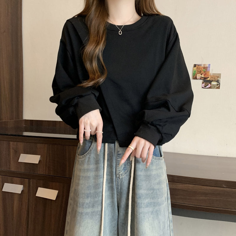 Femme Crop-Top med lange puffærmer Stilla