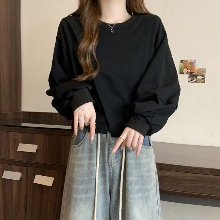 Femme Crop-Top med lange puffærmer Stilla