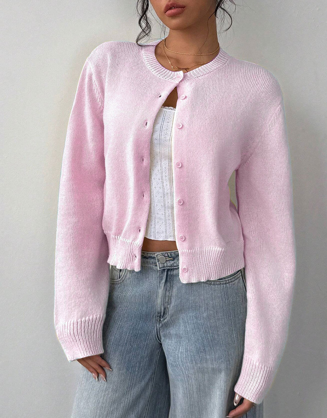 Kvinders cardigan med fin ribbet tekstur og knapdesign Stilla