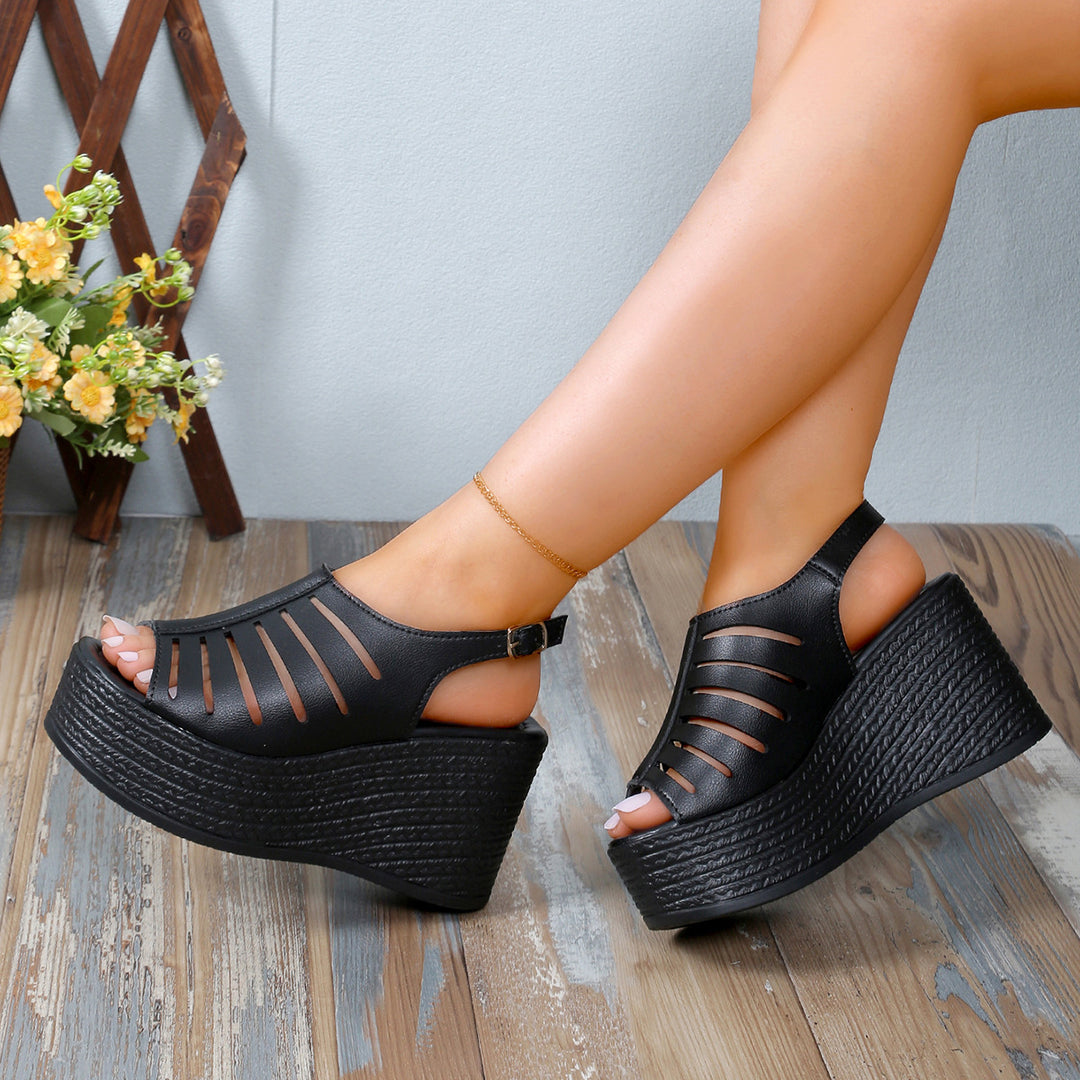 Dame Wedge-sandaler med luftig snit og komfortabel plateau Stilla