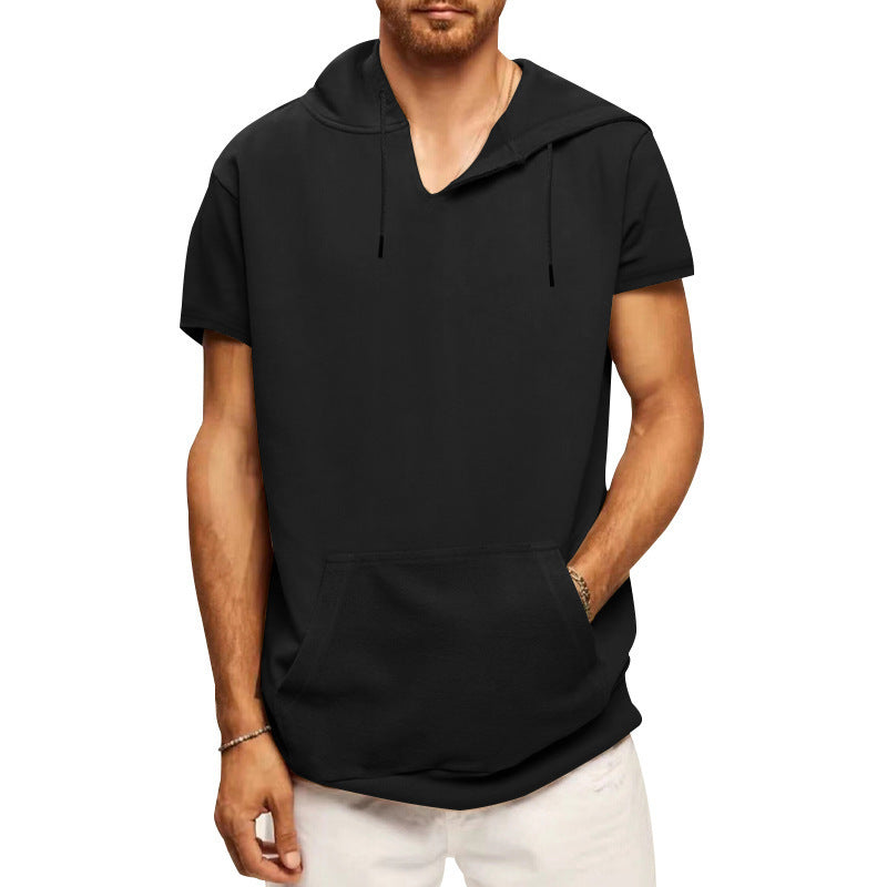 Herre afslappet hætte-T-shirt med frontlomme og moderne snit Stilla
