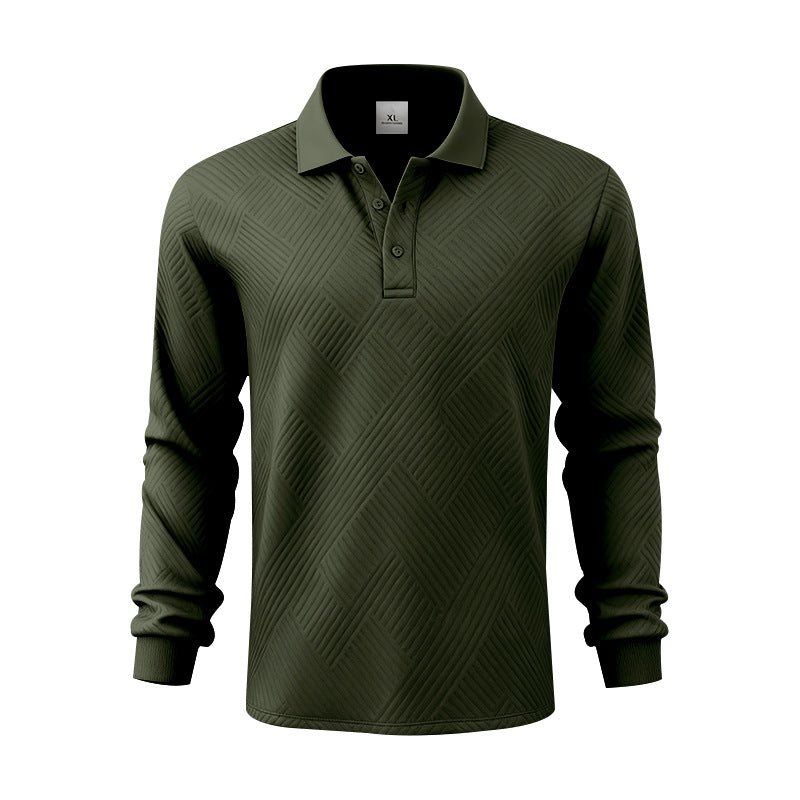Herrer nan langærmet Poloshirt i struktureret Jacquardstrik Skovae