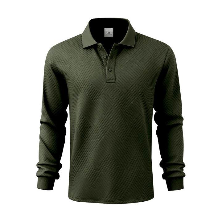 Herrer nan langærmet Poloshirt i struktureret Jacquardstrik Skovae