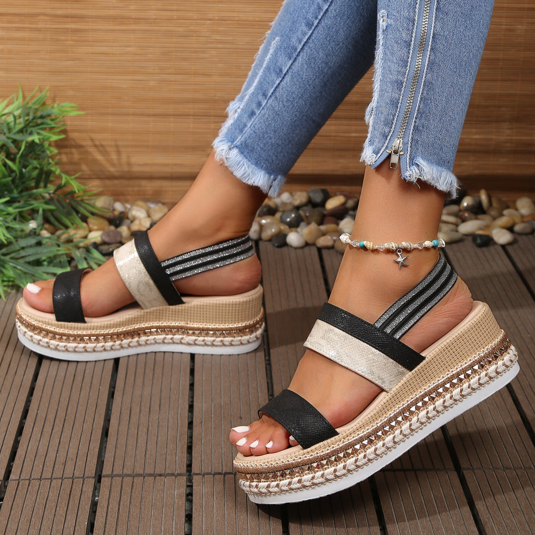 Dame plateau-sandaler med justerbare stropper og moderigtig bast-design Stilla