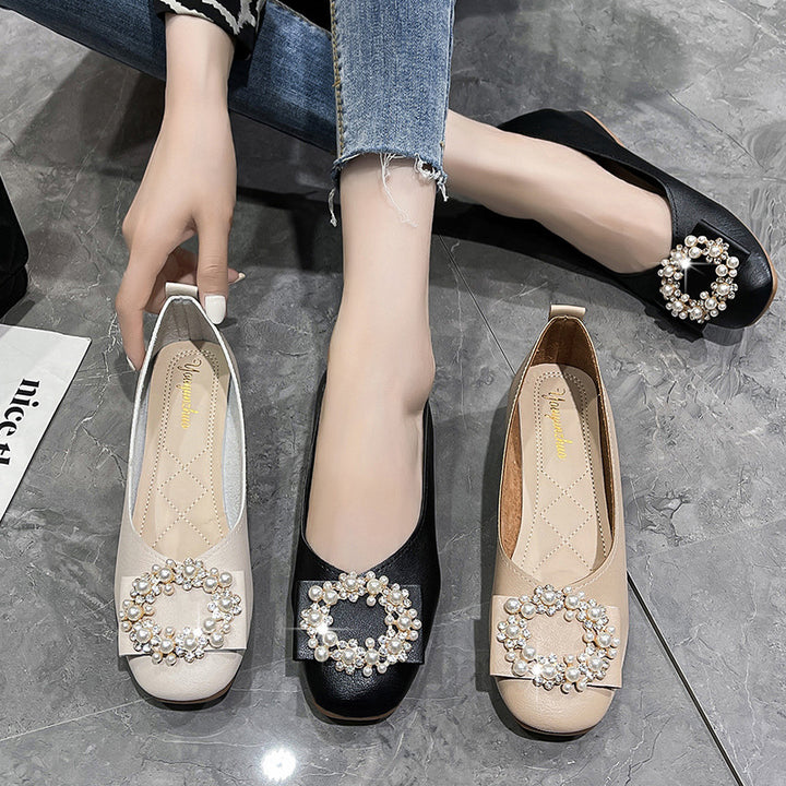 Dame ballerinas med perlebesat detalje og elegant sløjfe-design Stilla