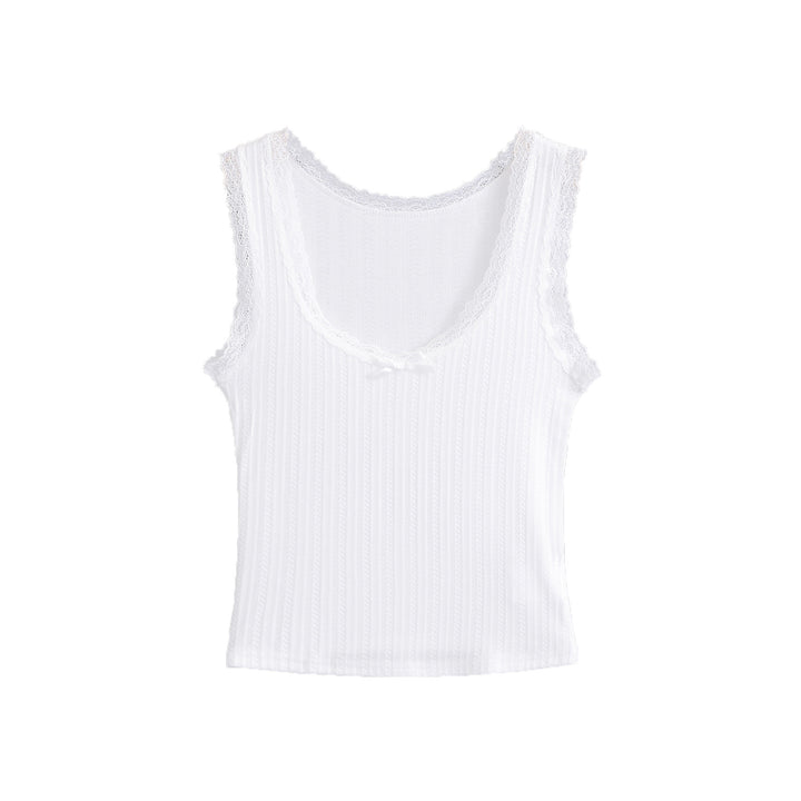 Dame spaghetti-top med fine blonder detaljer og elegant snit Stilla