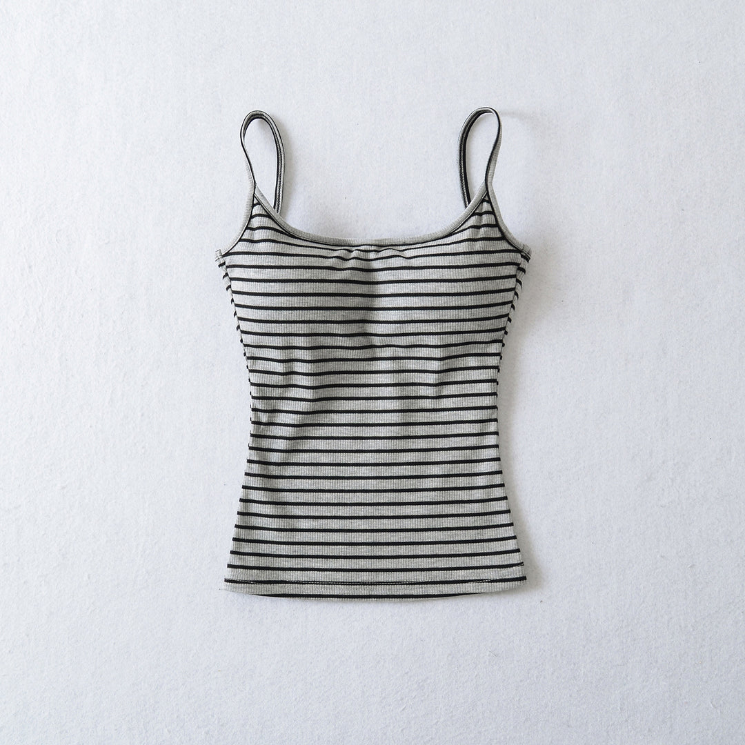 Dame afslappet Neckholder Tanktop med fine striber og elastisk pasform Stilla
