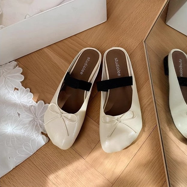 Dame Ballerinas med dekorativ sløjfe accent og komfortabelt struktureret fodseng Stilla