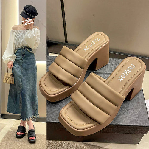 Dame Plateau-sandaler med bred rem og moderne blokhæl Stilla