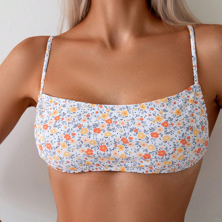 Dame bandeau bikini top med blomster mønstre Skovae