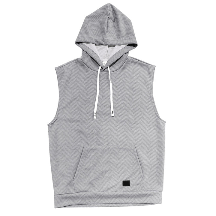 Herre ærmeløs hoodie sweatshirt med moderne rombmønster Stilla
