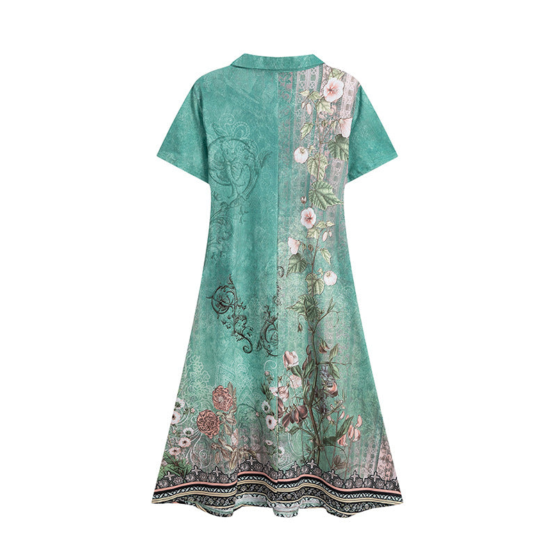 Dame Polo Kjole med blomstret Broderimønster Stilla