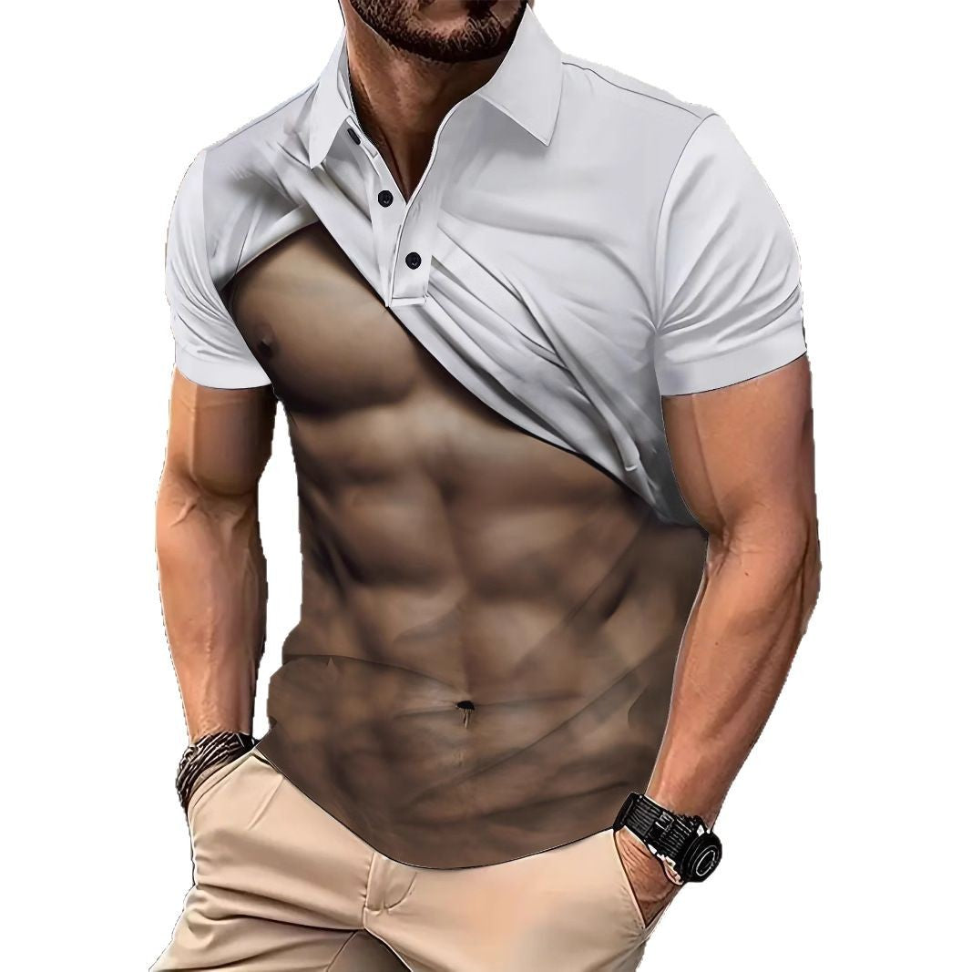 Herre polo T-shirt med kreativ muskelprint Stilla