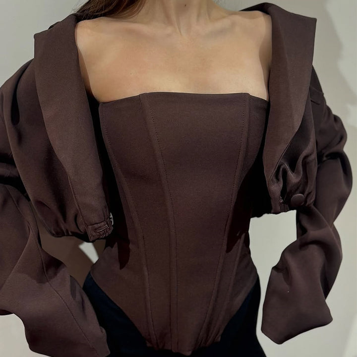 Dame Korsettop med puffærmede følgesvend blazer Stilla