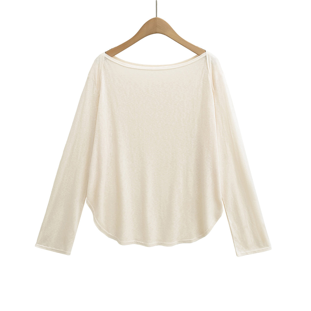 Damer afslappet oversized longsleeve T-shirt med rundet kant og blødt bærekomfort Stilla