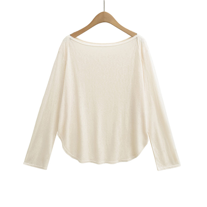 Damer afslappet oversized longsleeve T-shirt med rundet kant og blødt bærekomfort Stilla