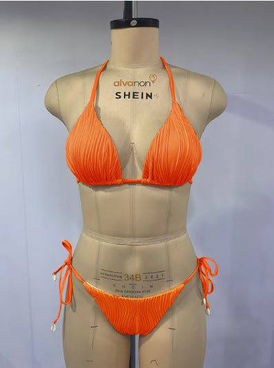 Dame Rib-design bikini med justerbare bånd Skovae