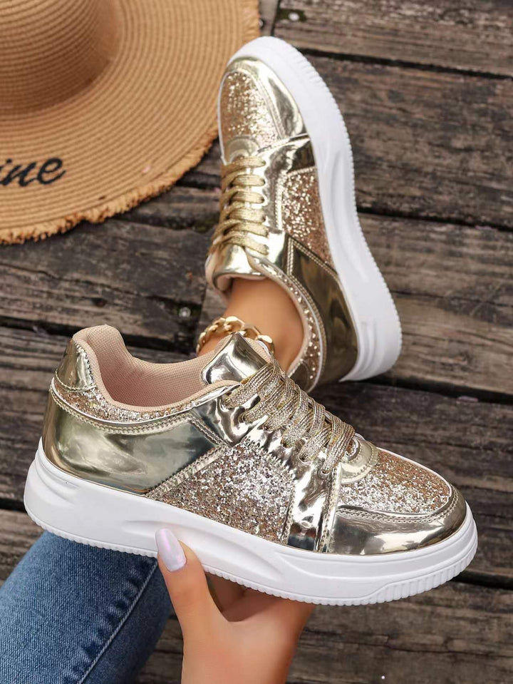 Dame Glamourøse Sneakers med funklende glimmer og højdæmpende sål Stilla