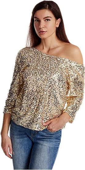 Damer Glitrende Paillet Bluse Skovae