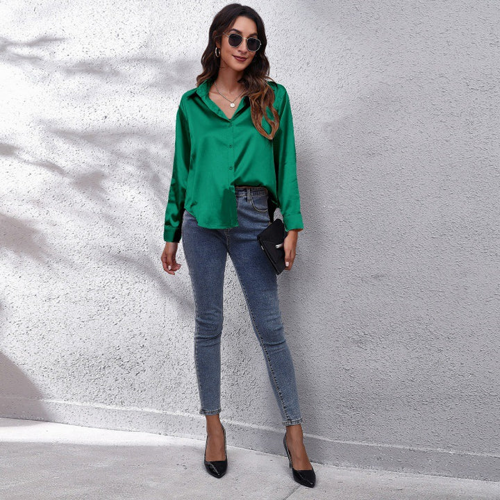 Dame elegant satinbluse Stilla