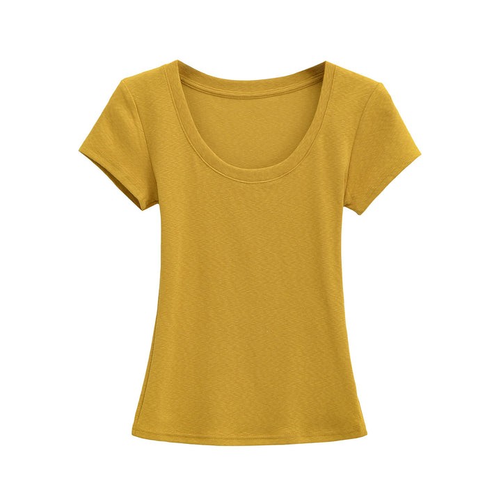 Dame Rundhals T-shirt i åndbart materiale med struktureret overflade Stilla