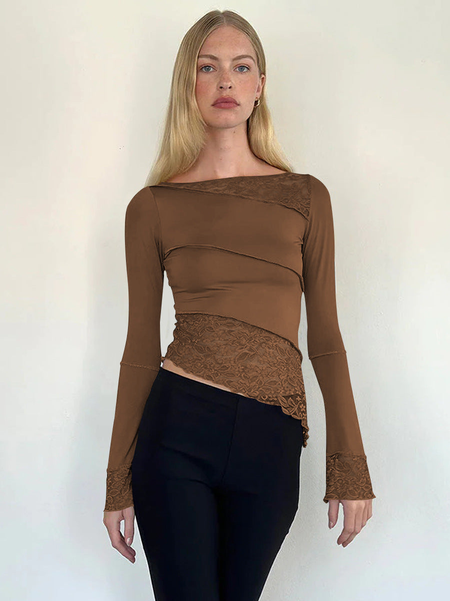 Dame top med transparente spidsdetaljer og figursyet snit Stilla