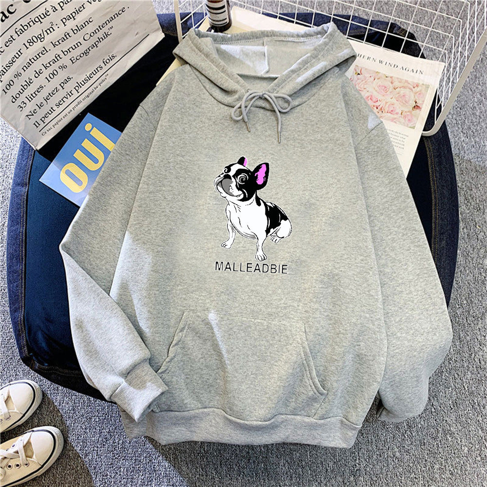 Kvinders hoodie med kreativt fransk bulldogdesign Skovae