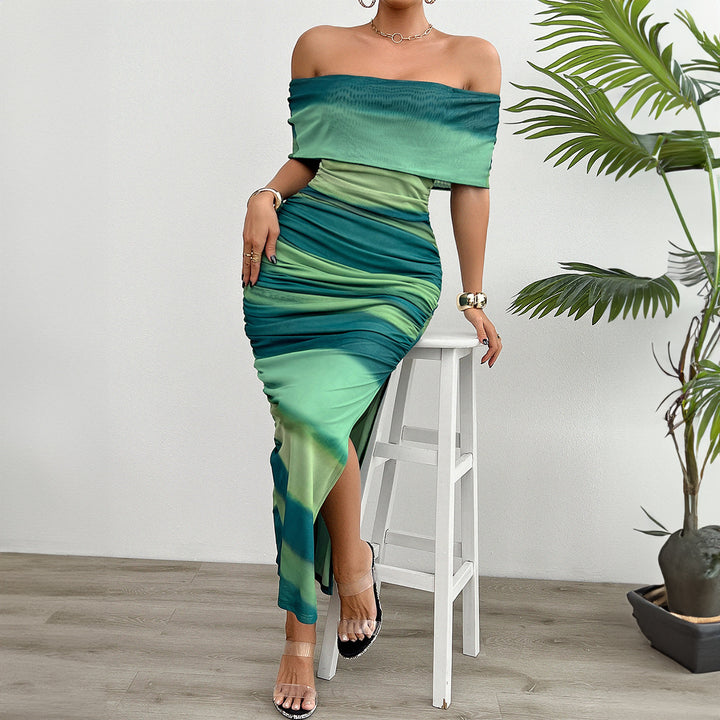 Dame Off-Shoulder Maxikjole med elastisk taljeindsats og elegante flæsedetaljer Stilla