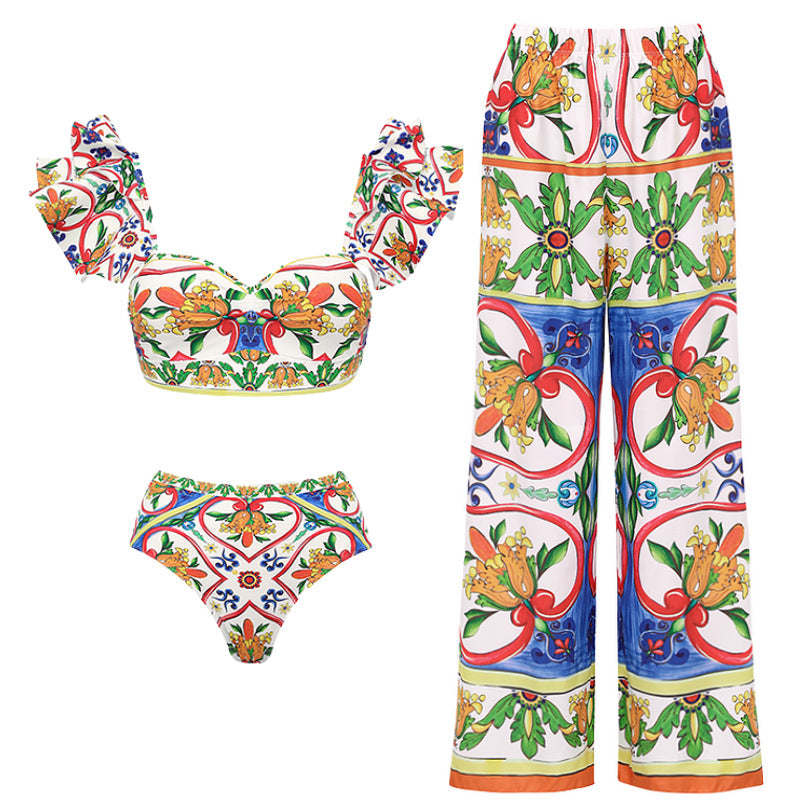 Dame Bikini-top og wrap skirt sæt Skovae