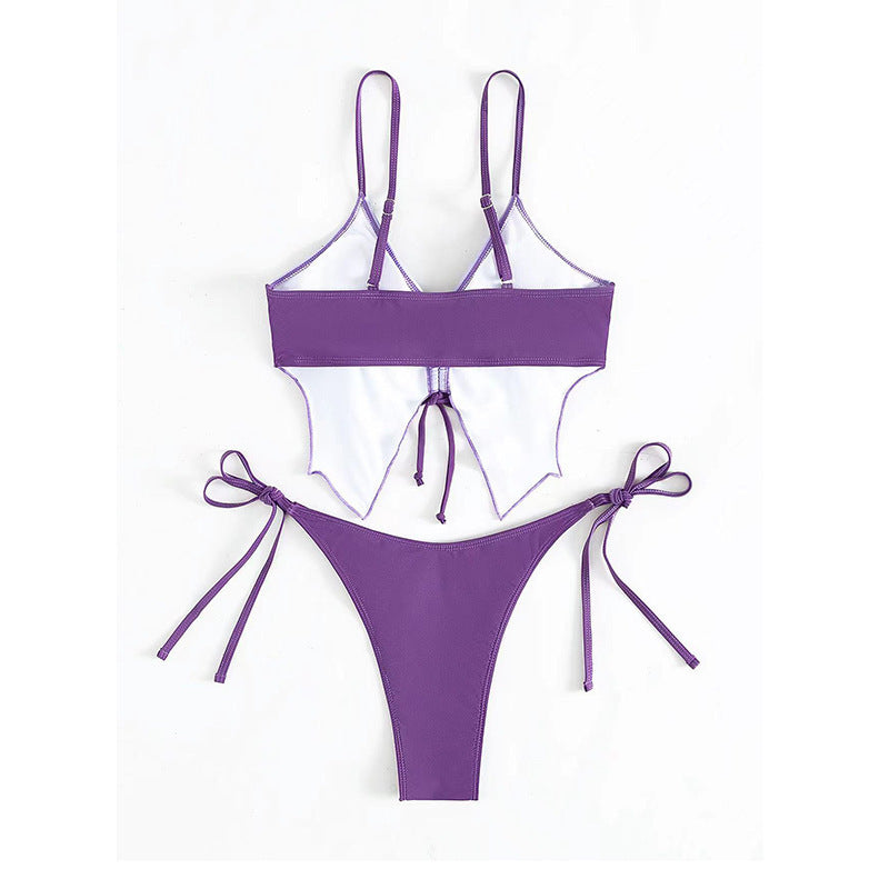 Dame sommerfugltryk højt skåret bikini sæt Stilla