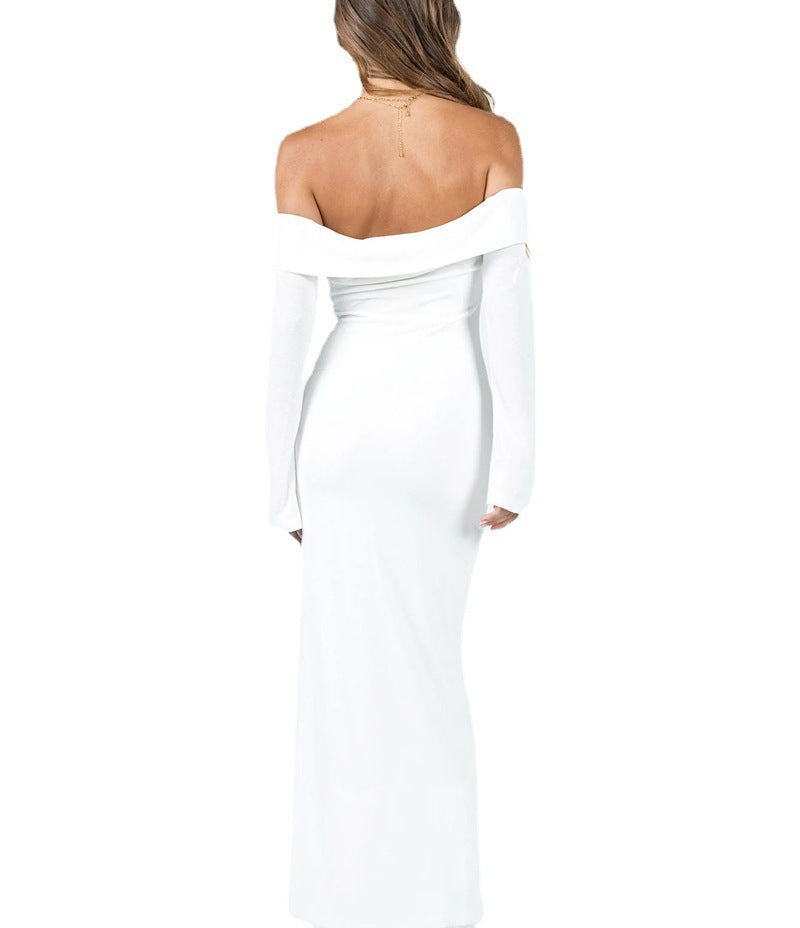 Dame Off-Shoulder Maxikjole med tætsiddende snit Stilla